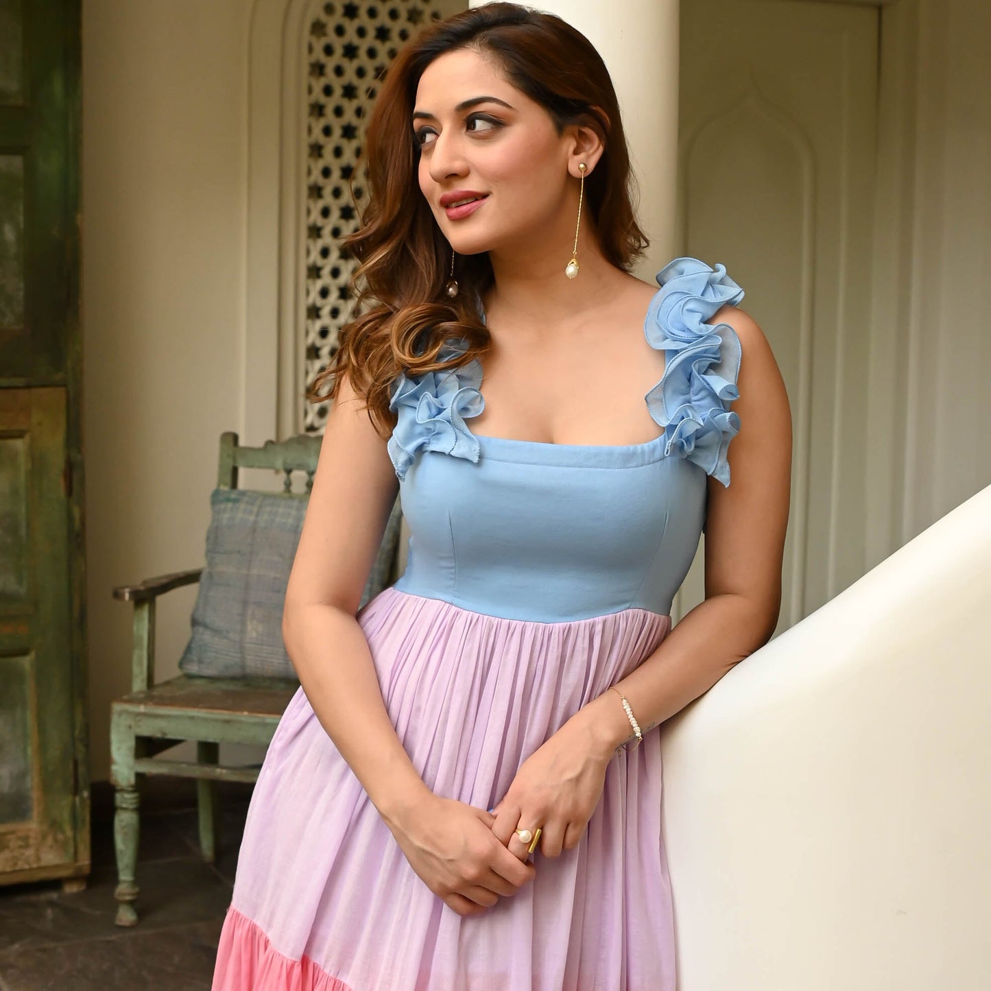 Lady Collection's Dusty Jade Pink Cotton Charm Dress