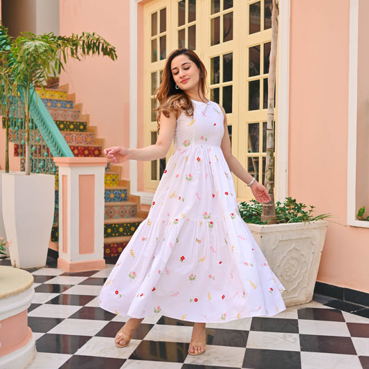 Lady Collection's Sunshine Sparkle Embroidered Cotton Dress
