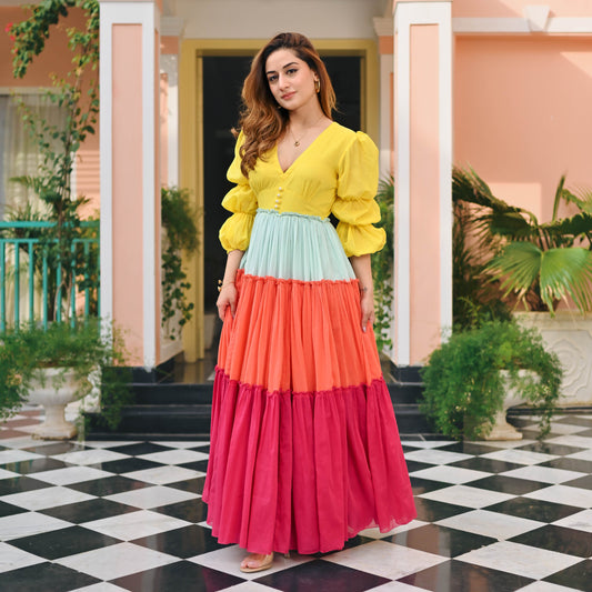 Lady Collection's Dreamy Green Floral Cotton Midi