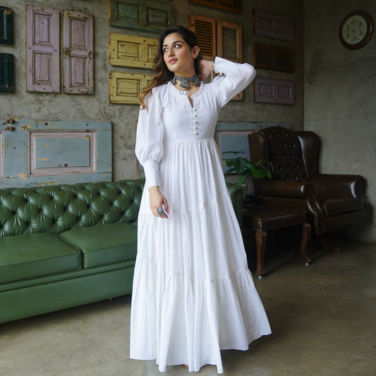 Lady Collection's Pure White Grace Cotton Maxi Dress